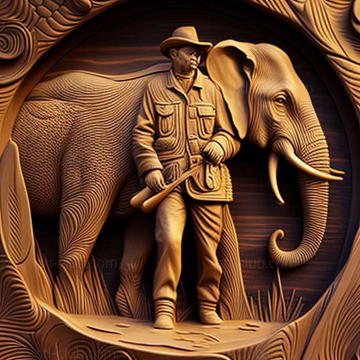 3D модель Охота на слонов Американский художник (STL)